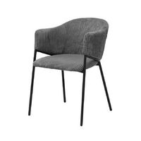 silla de comedor imany r terciopelo acanalado gris oscuro r con brazos r patas de metal negro r estilo diseno  industrial