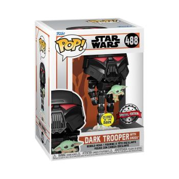Figura Funko Pop! Pop Star Wars: Mandalorian - Dark Tropper with Grogu