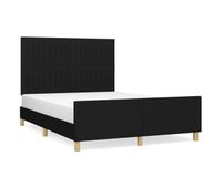 estructura de cama con cabecero de tela negro 140x190 cm rayas verticales