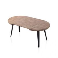 mesa de comedor redonda extensible 100-180x100 berg roble honey - negro 100180 x 78 x 100 cm