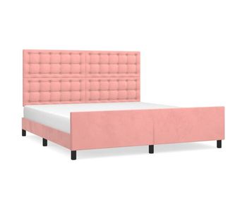 Estructura de cama con cabecero de terciopelo rosa 160x200 cm botones
