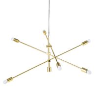 lampara de techo con 3 brazos orientables de metal dorado