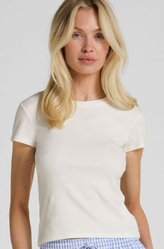 Hunkemöller Top de Pijama de Manga Corta Blanco