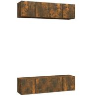 muebles tv pared 4 uds madera ingenieria roble humo 60x30x30cm vidaxl