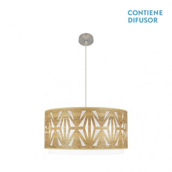 FABRILAMP Colgante 3 luces modelo Katerina Niquel/madera Clara