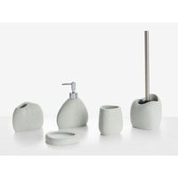 conjunto de accesorios de bano jabonera dispensador de jabon escobilla para el inodoro vaso soporte para cepillos de dientes gris claro coata