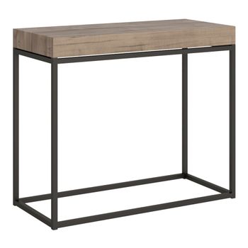 Consola extensible 90x40/196 cm efecto madera roble natural, hierro