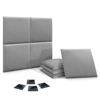 dhome juego de 8 paneles tapizados de terciopelo premium pack autoadhesivos para pared acusticos absorbentes proteccion gris claro 50x50cmx8