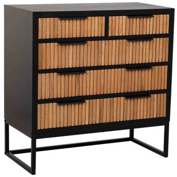 Cómoda de 4 cajones madera y metal 80x39.5x81