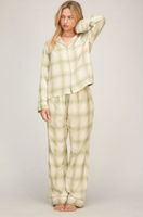 hunkemoller petite pantalones de pijama woven verde