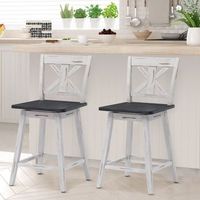 set de 2 taburetes de bar sillas de bar vintage con asiento giratorio a 360 taburete para barra restaurante comedor pub 50 x 47 x 97 cm blanco