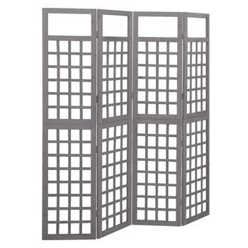 Biombo/enrejado De 4 Paneles Madera De Abeto Gris 161x180 Cm Vidaxl