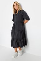 yours vestido camisero de viscosa gris  mujer curvy y tallas grandes yours