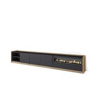 mueble tv istan-02 con chimenea y luces led integradas