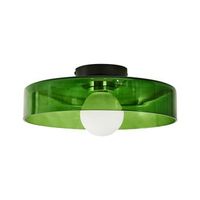 lampara de techo de vidrio con montaje empotrado y pantalla redonda verde luguse