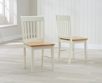 Amalfi Oak and Cream Dining Chairs - Oak and Cream