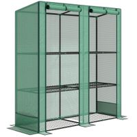 outsunny invernadero de jardin con estantes metalicos de 3 niveles invernadero de balcon cubierta pe techo inclinado 144x48x152 cm   aosom espana