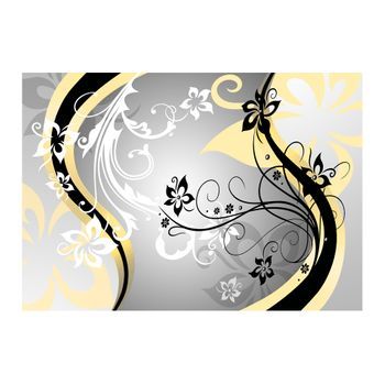 Papel Pintado 3d - Zig-zags Florales (amarillo) (200x140 Cm)