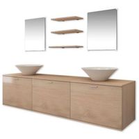 conjunto de muebles de bano y lavabo 8 piezas beige vidaxl