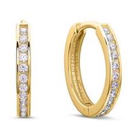 8 quilates pendientes de aro de oro con circonita blanca