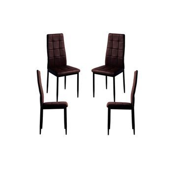 Pack 4 Sillas Lan Polipiel De Polipiel 96*40*42 Cm - Marrón