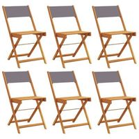 pack 6 uds sillas de jardin  silla de exterior  sillon plegables madera maciza y tela antracita