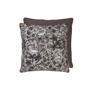 Cozy Living 50x50cm Floral Bird Print Cotton Cushion in Steel