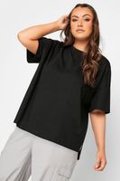 yours camiseta algodon negra corte cuadrado mujer curvy y tallas grandes yours