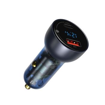 Baseus Cargador de Mechero QC+PPS Cargador Rápido 65W Gris
