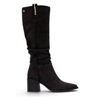 carmela zapatos de tacon bota arruga marron para mujer