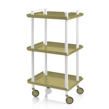 Carrito Auxiliar Leky, Armazón Blanco, 3 Estantes. Multifuncional, Práctico Y Decorativo,acero,verde Oliva