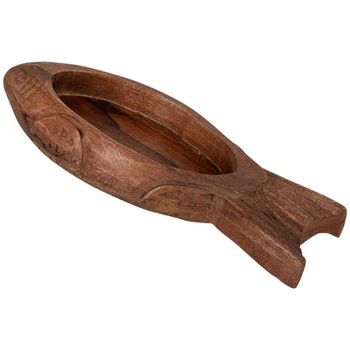 Bandeja de madera marrón acabado artesanal 26x4x12h cm