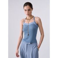 liu jo blusa top de punto con cruzado para mujer