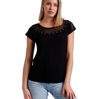 admas blusa camiseta de manga corta brillo para mujer