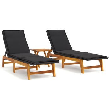Set De Muebles De Jardín 3 Piezas | Mobiliario De Jardín Ratán Sintético Madera Acacia