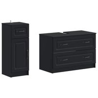 juego de gabinete de bano de 2 piezas utrecht negro vidaxl
