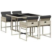 conjunto comedor jardin 5 uds  mueble jardin mesa y sillas cojines ratan sintetico gris claro