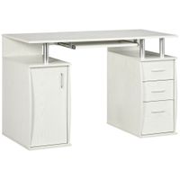 homcom escritorio de ordenador 120x55 cm con bandeja para teclado 3 cajones para dormitorio hogar blanco   aosom espana