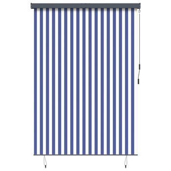 Estor Enrollable Azul Y Blanco 180 X 250 Cm Tela Y Aluminio Vidaxl