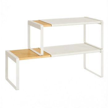 Juego de 2 especieros extensibles apilables de bambú y blanco