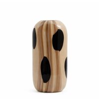 jarron decorativo de vidrio soplado beige y blanco h38