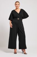 yours london mono negro cruzado de pata ancha mujer curvy y tallas grandes yours london