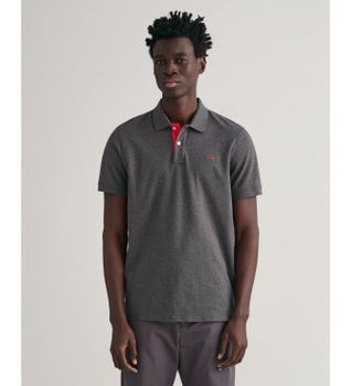Gant para hombre. 2062026 Polo de piqué en contraste gris (XXL), Casual, Algodón, Manga corta