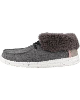 de HEY DUDE ZAPATOS CASUAL MUJER MODELO WENDY FOLD STITCH COZY COLOR GRI BLACK