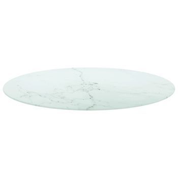 Tablero De Mesa | Tablero Escritorio Diseño Mármol Vidrio Templado Blanco Ø90x1 Cm
