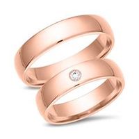 alianzas 8 quilates oro rosa con diamante
