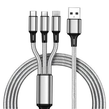 Klack Cable 3 En 1 Universal MicrouUSB/Lightning/USB-C Gris