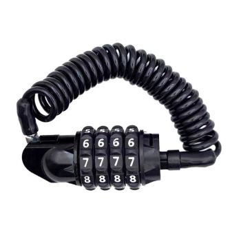 XANES Candado de bicicleta enrollable con combinación de 4 dígitos, cable de seguridad anti-robo, 1,5 m, cierre retracta
