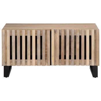 Mesa De Café | Mesa De Centro De Madera Maciza De Mango Blanca 80x51x40 Cm