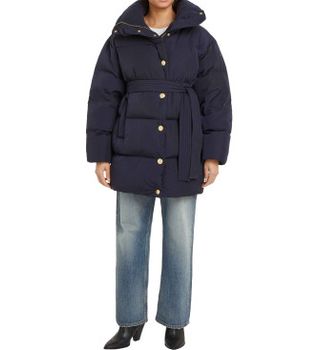 Tommy Hilfiger para mujer. WW0WW44133 Abrigo acolchado corto marino (M/L), Azul, Casual, Nylon reciclado